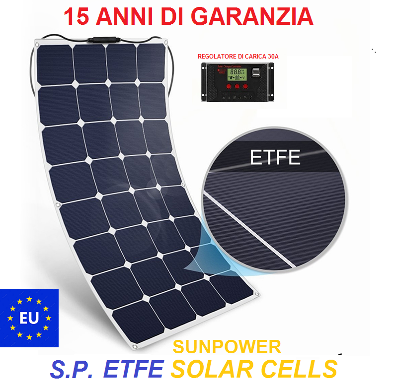 Kit pannello solare flessibile Sunpower 140W per barca camper casa –  AIRWOLF PANNELLI SOLARI